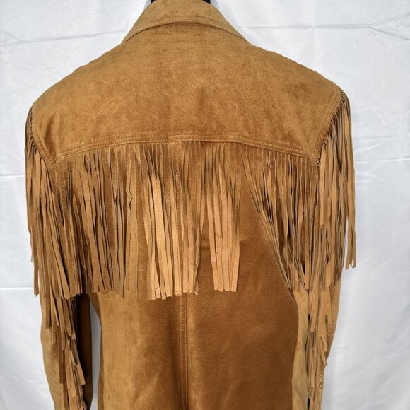 Vintage Brown Suede Fringe Western Jacket Womens M Cowgirl Pockets Cowboy USA - Picture 9 of 12